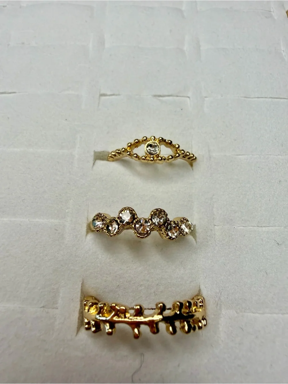 Gold Crystal Stackable Ring Set - Women Jewelry